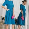 Jolie Moi Blue Darlene Twist Waist Midi Dress -Jolie Moi Sales unnamed file 675