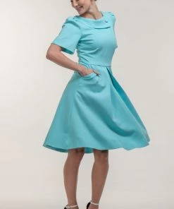 Jolie Moi Blue Valencia Button Collar Dress -Jolie Moi Sales unnamed file 68 scaled