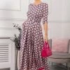 Jolie Moi Pink 3/4th Sleeve Jersey Maxi Dress