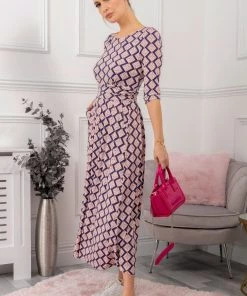 Jolie Moi Pink 3/4th Sleeve Jersey Maxi Dress -Jolie Moi Sales unnamed file 690 scaled