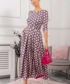 Jolie Moi Pink 3/4th Sleeve Jersey Maxi Dress -Jolie Moi Sales unnamed file 693