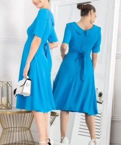 Jolie Moi Gemma Blue Belted Midi Dress -Jolie Moi Sales unnamed file 709 scaled