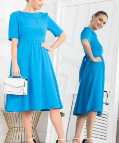 Jolie Moi Gemma Blue Belted Midi Dress -Jolie Moi Sales unnamed file 712 scaled