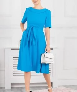 Jolie Moi Gemma Blue Belted Midi Dress -Jolie Moi Sales unnamed file 714