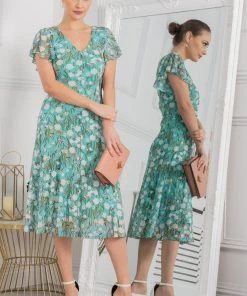 Jolie Moi Colette Green Fit And Flare Mesh Dress -Jolie Moi Sales unnamed file 717 scaled