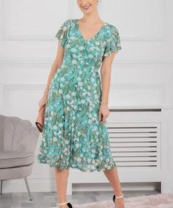 Jolie Moi Colette Green Fit And Flare Mesh Dress -Jolie Moi Sales unnamed file 721