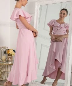 Jolie Moi Pink Vella Frill Wrap Maxi Dress -Jolie Moi Sales unnamed file 725 scaled