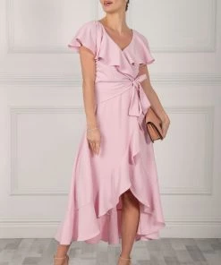 Jolie Moi Pink Vella Frill Wrap Maxi Dress -Jolie Moi Sales unnamed file 726 scaled