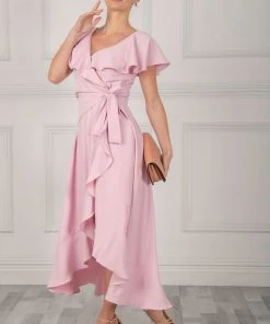 Jolie Moi Pink Vella Frill Wrap Maxi Dress -Jolie Moi Sales unnamed file 727 scaled