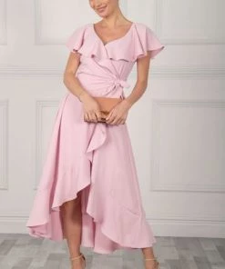 Jolie Moi Pink Vella Frill Wrap Maxi Dress -Jolie Moi Sales unnamed file 728