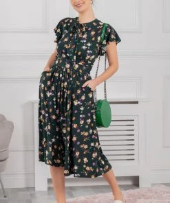 Jolie Moi Green Beverly Tie Neck Midi Dress -Jolie Moi Sales unnamed file 731 scaled