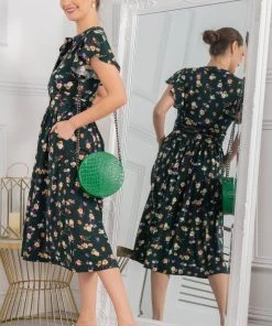 Jolie Moi Green Beverly Tie Neck Midi Dress -Jolie Moi Sales unnamed file 732 scaled