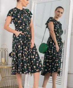 Jolie Moi Green Beverly Tie Neck Midi Dress -Jolie Moi Sales unnamed file 733 scaled
