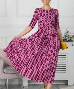 Jolie Moi Cierra 3/4 Sleeve Maxi Dress