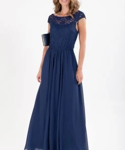 Jolie Moi Blue Basia Bridesmaid Lace Bodice Maxi Dress