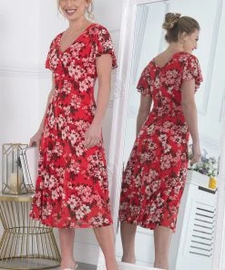 Jolie Moi Colette Red Fit And Flare Mesh Dress -Jolie Moi Sales unnamed file 77 scaled