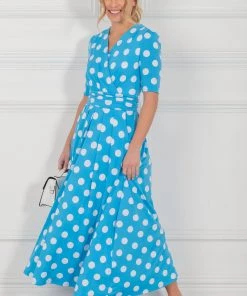 Jolie Moi Blue Odelia Wrap Front Maxi Dress