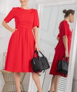 Jolie Moi Gemma Red Belted Midi Dress -Jolie Moi Sales unnamed file 779 scaled