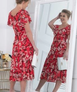 Jolie Moi Colette Red Fit And Flare Mesh Dress -Jolie Moi Sales unnamed file 78 scaled