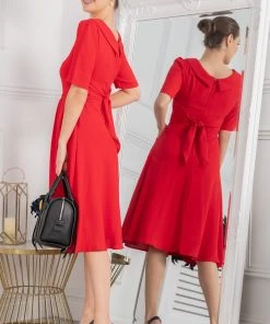 Jolie Moi Gemma Red Belted Midi Dress -Jolie Moi Sales unnamed file 780 scaled