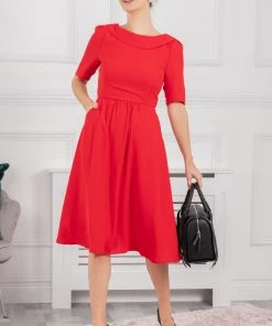 Jolie Moi Gemma Red Belted Midi Dress -Jolie Moi Sales unnamed file 782 scaled
