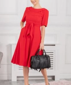 Jolie Moi Gemma Red Belted Midi Dress -Jolie Moi Sales unnamed file 783