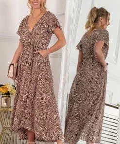 Jolie Moi Pink Selina Wrap Dip Hem Dress -Jolie Moi Sales unnamed file 787 scaled