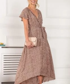 Jolie Moi Pink Selina Wrap Dip Hem Dress -Jolie Moi Sales unnamed file 789