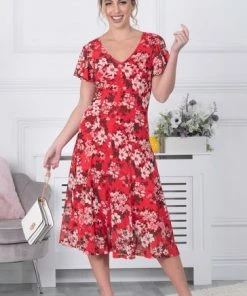 Jolie Moi Colette Red Fit And Flare Mesh Dress -Jolie Moi Sales unnamed file 79