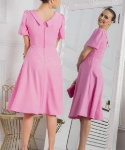 Jolie Moi Debora Pink Button Neck Dress -Jolie Moi Sales unnamed file 806 scaled