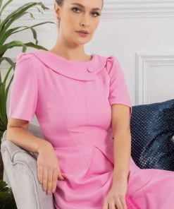 Jolie Moi Debora Pink Button Neck Dress -Jolie Moi Sales unnamed file 807 scaled