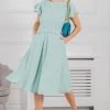 Jolie Moi Jaelyn Green Flare Sleeve Dress -Jolie Moi Sales unnamed file 824