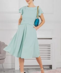 Jolie Moi Jaelyn Green Flare Sleeve Dress -Jolie Moi Sales unnamed file 830