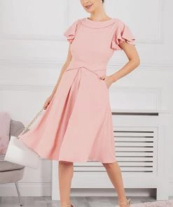 Jolie Moi Jaelyn Pink Flare Sleeve Dress -Jolie Moi Sales unnamed file 834 scaled