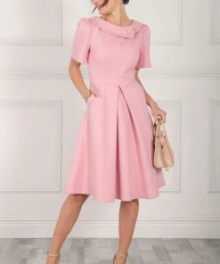Jolie Moi Pink Valencia Button Collar Dress -Jolie Moi Sales unnamed file 84 scaled