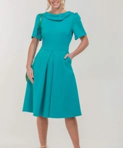 Jolie Moi Green Sophia Button Collar Dress -Jolie Moi Sales unnamed file 840 scaled