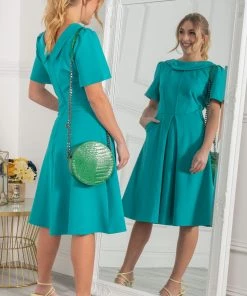 Jolie Moi Green Sophia Button Collar Dress -Jolie Moi Sales unnamed file 843 scaled