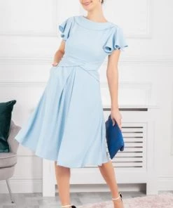 Jolie Moi Jaelyn Blue Flare Sleeve Dress -Jolie Moi Sales unnamed file 851