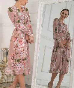 Jolie Moi Jasmine Pink Long Sleeve Mesh Dress -Jolie Moi Sales unnamed file 856 scaled