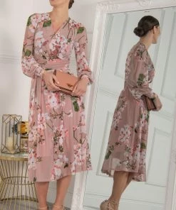 Jolie Moi Jasmine Pink Long Sleeve Mesh Dress -Jolie Moi Sales unnamed file 857 scaled