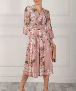 Jolie Moi Jasmine Pink Long Sleeve Mesh Dress -Jolie Moi Sales unnamed file 858