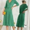 Jolie Moi Green Delylah V-Neck Midi Dress -Jolie Moi Sales unnamed file 865