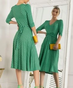 Jolie Moi Green Delylah V-Neck Midi Dress -Jolie Moi Sales unnamed file 866 scaled