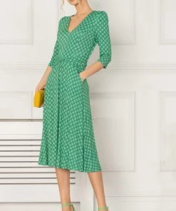 Jolie Moi Green Delylah V-Neck Midi Dress -Jolie Moi Sales unnamed file 868 scaled