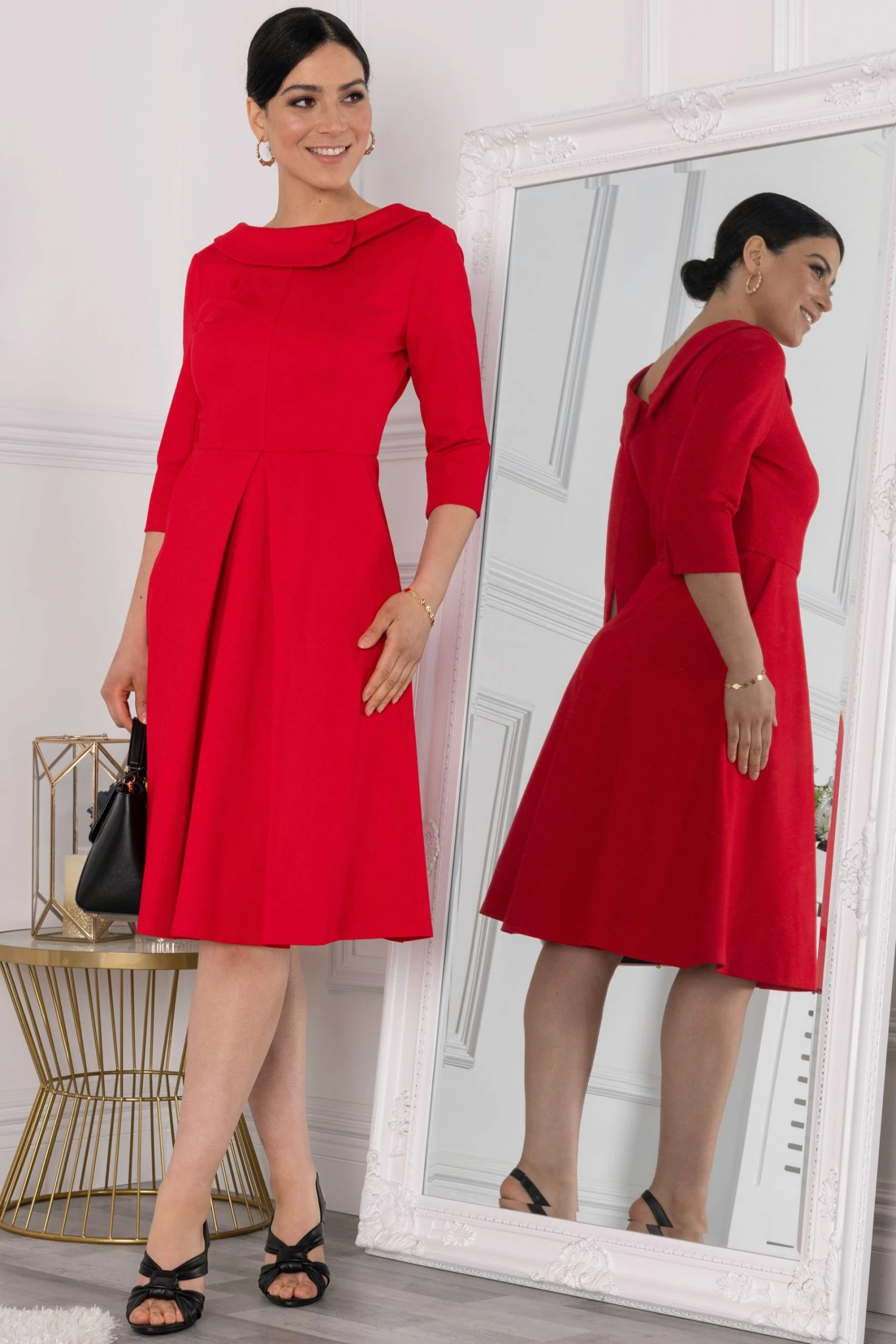 Jolie Moi Red Kyndall Sleeve Midi Dress 3 Jolie Moi Red Kyndall Sleeve Midi Dress