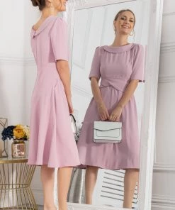Jolie Moi Pink Darlene Twist Waist Midi Dress -Jolie Moi Sales unnamed file 874 scaled