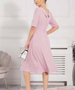 Jolie Moi Pink Darlene Twist Waist Midi Dress -Jolie Moi Sales unnamed file 877 scaled