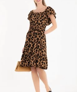 Jolie Moi Brown Ruffle Dress