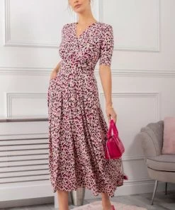 Jolie Moi Pink Wrap Front Jersey Maxi Dress -Jolie Moi Sales unnamed file 899