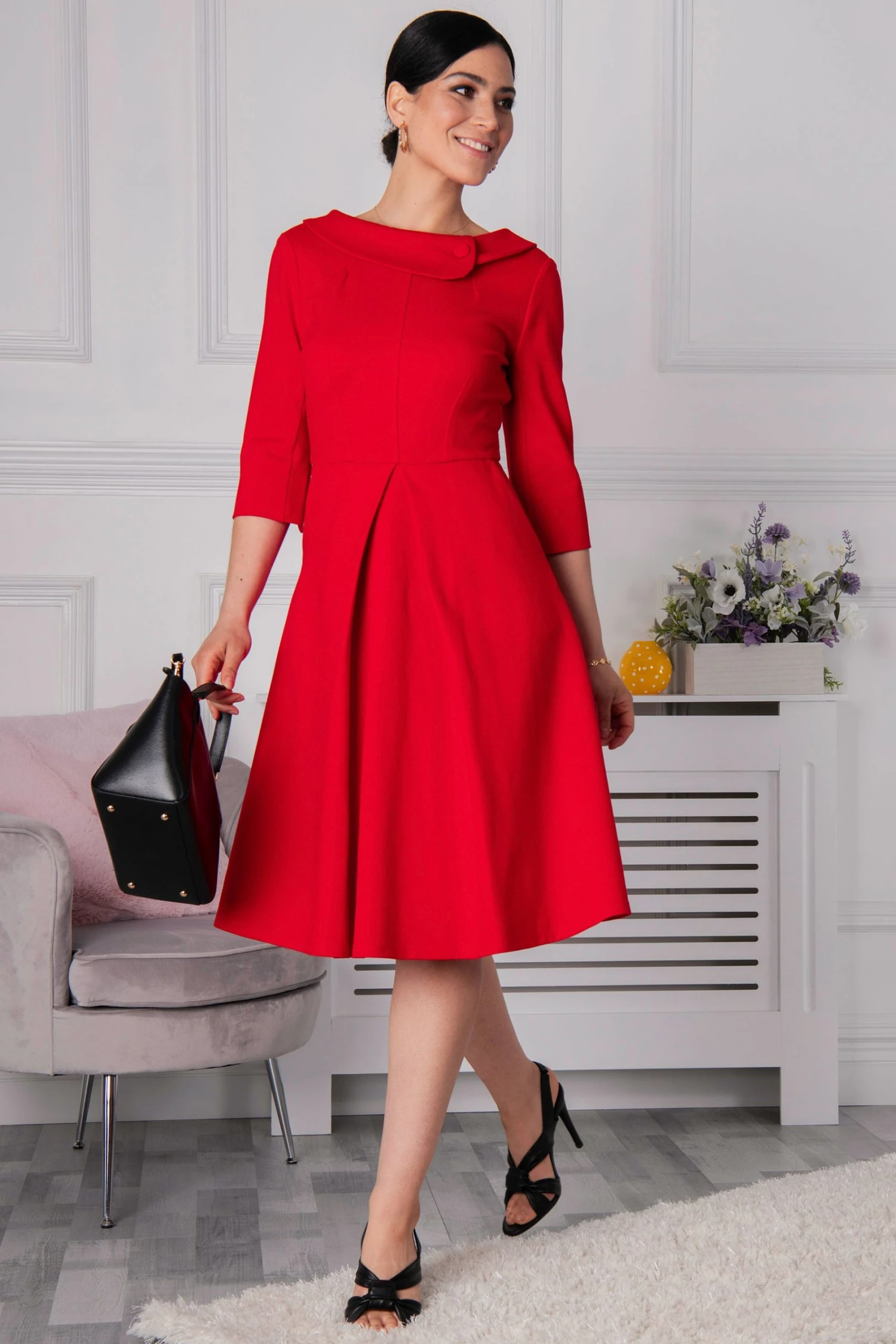 Jolie Moi Red Kyndall Sleeve Midi Dress 6 Jolie Moi Red Kyndall Sleeve Midi Dress - Image 4